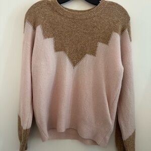 Joie Pink and Brown Crew Neck Sweater
